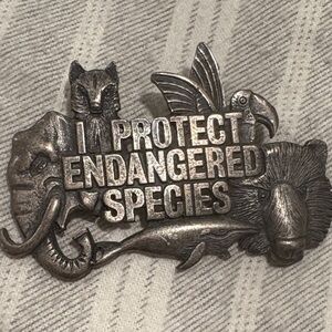 Vintage Endangered Species Wildlife Pin Silver Metal New -assorted  animals